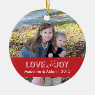 Liebe und Freude   Personalisiertes Foto Keramik Ornament