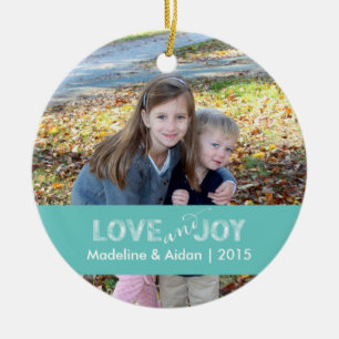 Liebe und Freude   Personalisiertes Foto Keramikornament
