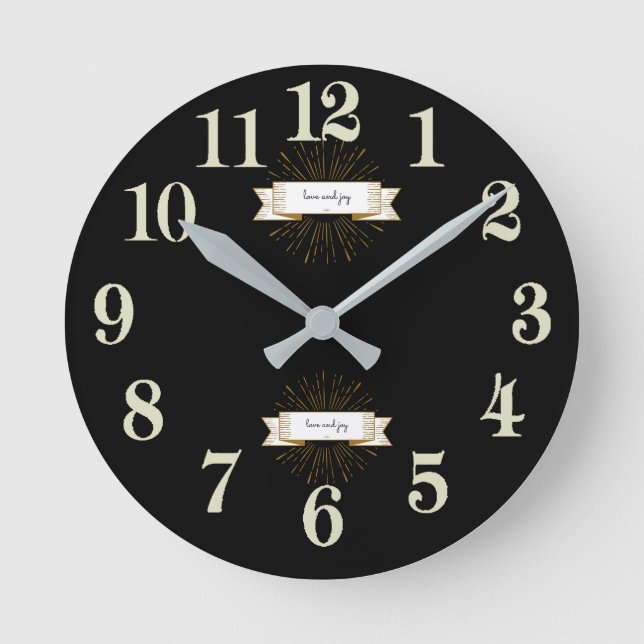 Liebe und Freude Runde Wanduhr (Vorderseite)