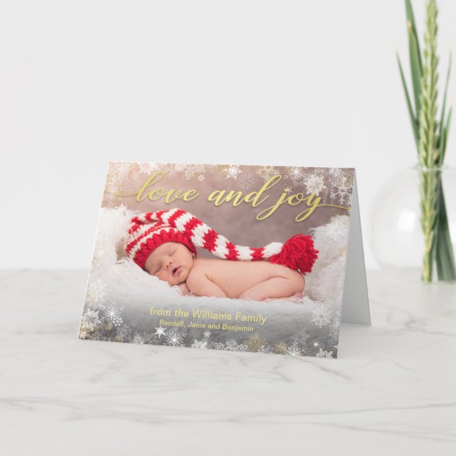 Liebe-und Freude-Weihnachtsfeiertags-Foto Feiertagskarte (Vorderseite)