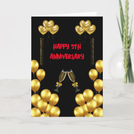 Liebe und Freude zum 5. Geburtstag Dankeskarte