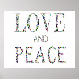Liebe und Frieden - Gemstone Lettern Design Poster
