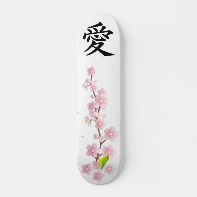Liebe und Frieden Japanisches Sakura-Skateboard Skateboard (Vorne)