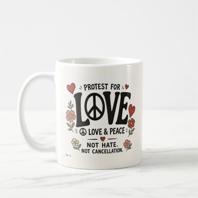 Liebe und Frieden Kaffeetasse (Links)