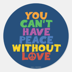 Liebe und Frieden Runder Aufkleber