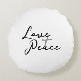 Liebe und Frieden Rundes Kissen