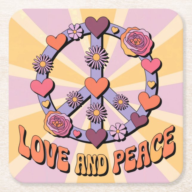 Liebe und Frieden Untersetzer Set (Vorderseite)