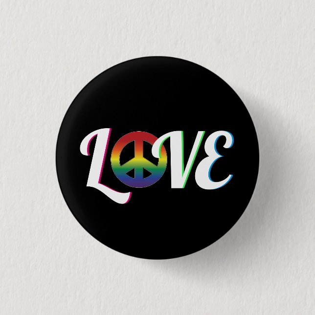 Liebe und FriedensHippy Retro Button (Vorderseite)