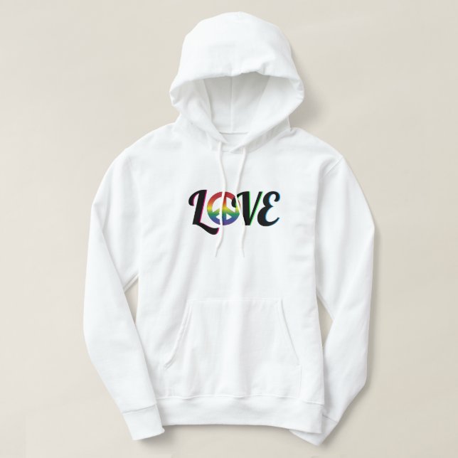 Liebe-und FriedensHippy Retro Zeichen Hoodie (Design vorne)