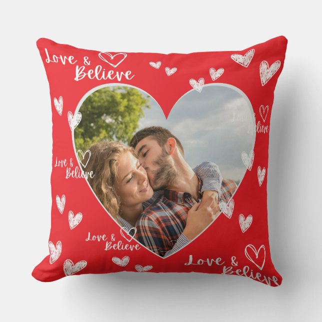 Liebe und glauben Foto personalisierte Talentgabe Kissen (Vorderseite)