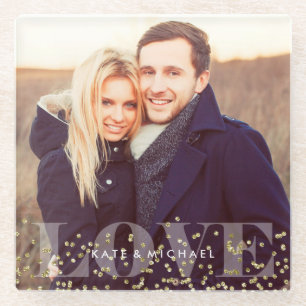 Liebe und Glitzern Foto Glasuntersetzer