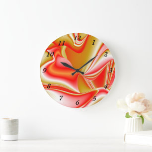 Liebe und Gold Abstrakt 3D Rainbowart Große Wanduhr