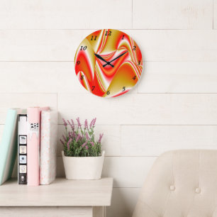 Liebe und Gold Abstrakt 3D Rainbowart Große Wanduhr