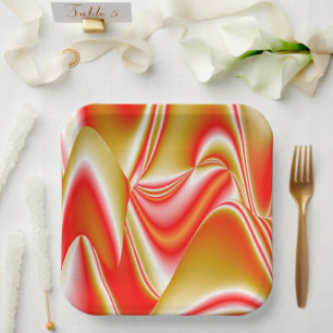 Liebe und Gold Abstrakt 3D Rainbowart Pappteller