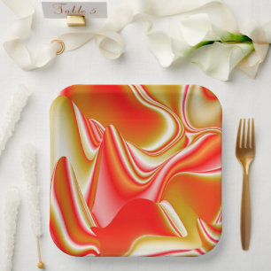 Liebe und Gold Abstrakt 3D Rainbowart Pappteller