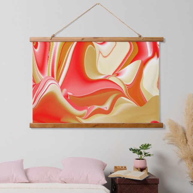 Liebe und Gold Abstrakt 3D Rainbowart Wandteppich Mit Holzrahmen (Schlafzimmer)