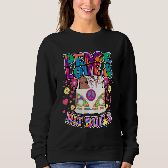 Liebe und Grubenschalen Hippie Beatnik Hund Sweatshirt (Vorderseite)