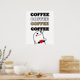 Liebe und handgezeichnete Kaffeeproduktion Poster