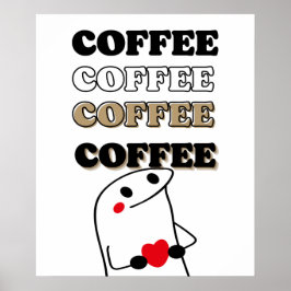 Liebe und handgezeichnete Kaffeeproduktion Poster