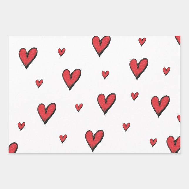 Liebe und Herz Geschenkpapier Set (Vorderseite)