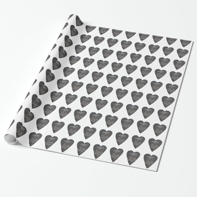 Liebe und Herz in Kreide Tafel Muster Geschenkpapier (Ungerollt)