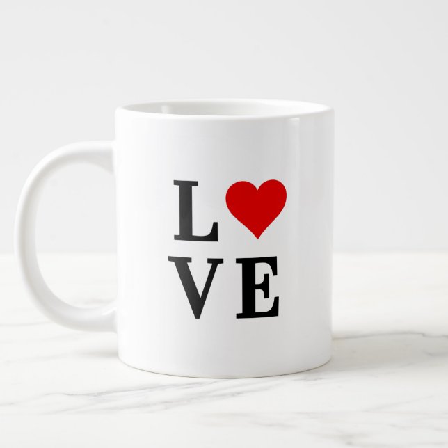 LIEBE und Herz Minimalistisch Elegant Jumbo-Tasse (Links)