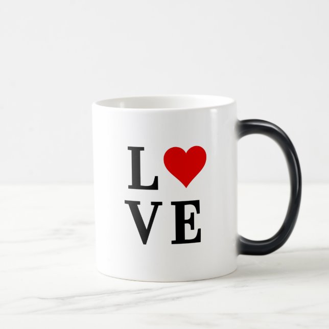LIEBE und Herz Minimalistisch Elegant Verwandlungstasse (Rechts)