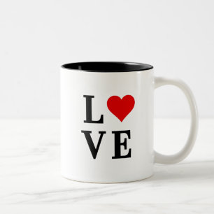 LIEBE und Herz Minimalistisch Elegant Zweifarbige Tasse