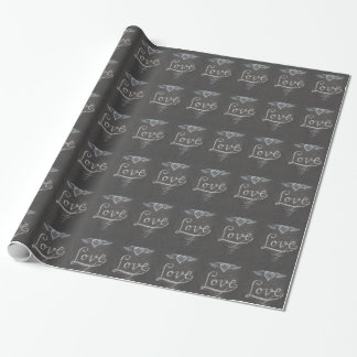 Liebe und Herz mit Kreide auf Schultafel Geschenkpapier