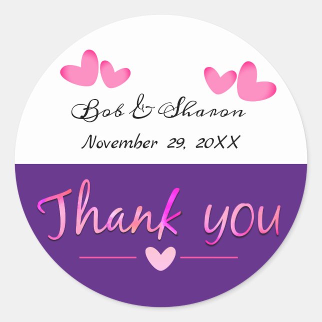 Liebe und Herz Vielen Dank Gastgeschenke Hochzeite Runder Aufkleber (Vorderseite)