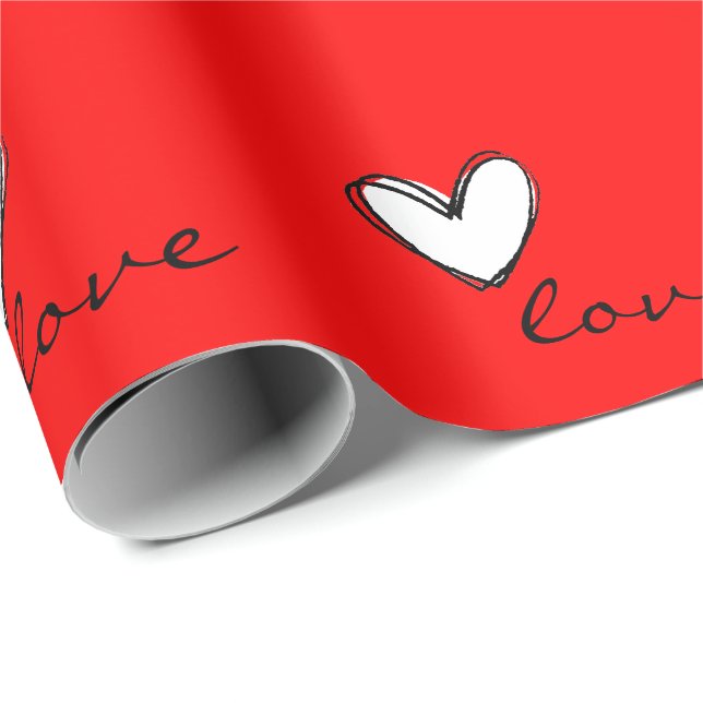 Liebe und Herzen rot Geschenkpapier (Rolleneckpunkt)