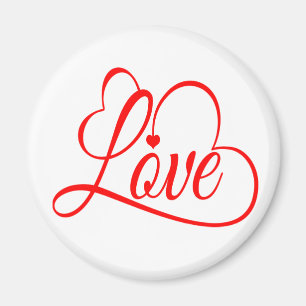 Liebe und Herzen Roter und Weißer Knopf Magnet