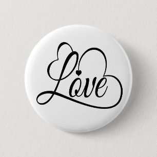 Liebe und Herzen Schwarz und Weiß Button