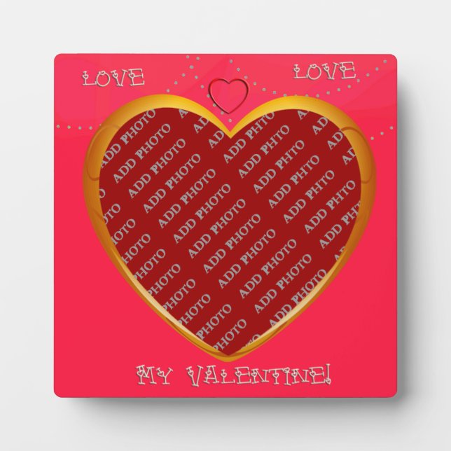 Liebe und Herzrahmen hinzufügen Foto Plaque Fotoplatte (Vorderseite)