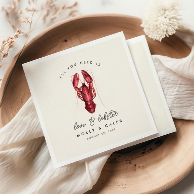 Liebe und Hummer Meeresfrüchte Probe Abendessen Serviette (Von Creator hochgeladen)