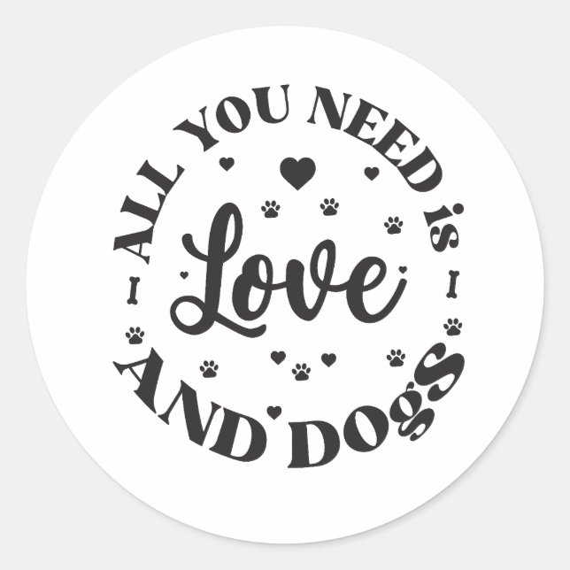 "Liebe und Hunde" Thema Runder Aufkleber (Vorderseite)