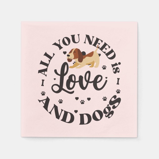 "Liebe und Hunde" Thema Serviette (Vorderseite)