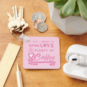 Liebe und Kaffee fügen die Initialen pink hinzu Schlüsselanhänger