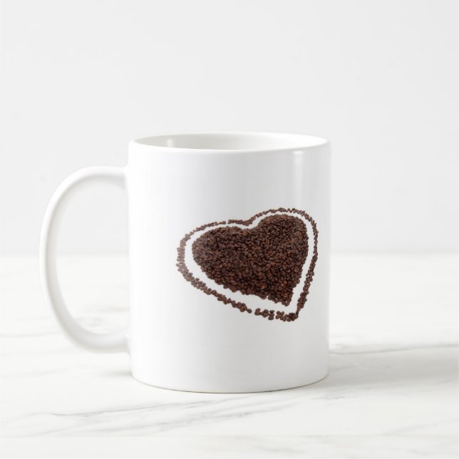 Liebe und Kaffee Keramik Tasse (Links)