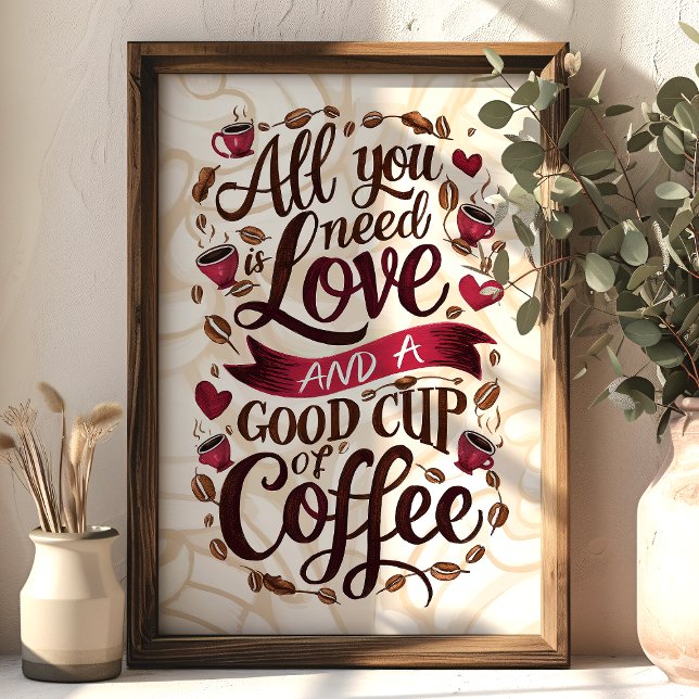 Liebe und Kaffeekonzept mit Herz- und Kaffeebohnen Poster (Von Creator hochgeladen)