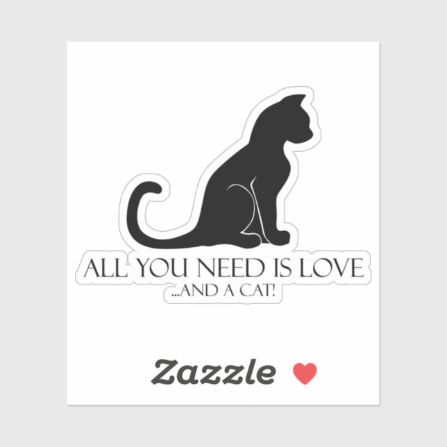 Liebe und Katze Aufkleber (Blatt)