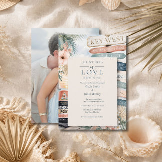 Liebe und Key West Foto-Hochzeit Einladung