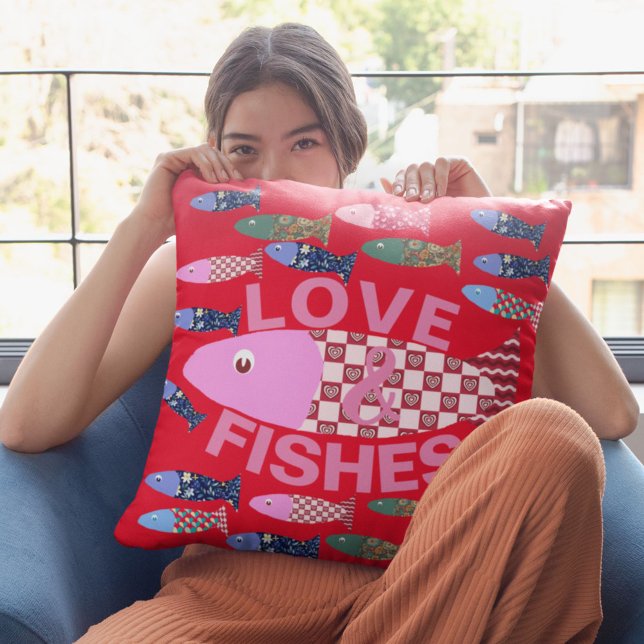 Liebe und Kisses oder Fischen Küstenherzen Kissen (Von Creator hochgeladen)