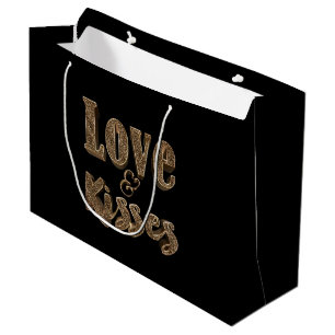 Liebe und Kisses Romantische Elegante Goldtypograf Große Geschenktüte