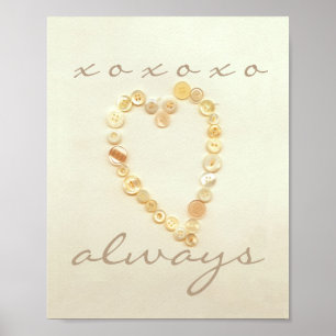 Liebe und Küsse Herzposter Vintage Kunst Poster