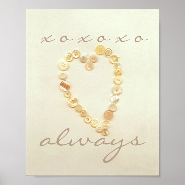 Liebe und Küsse Herzposter Vintage Kunst Poster (Vorne)