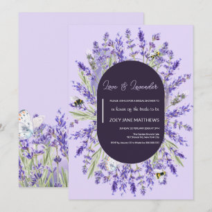 Liebe und Lavendel   Elegantes florales Brautparty Einladung