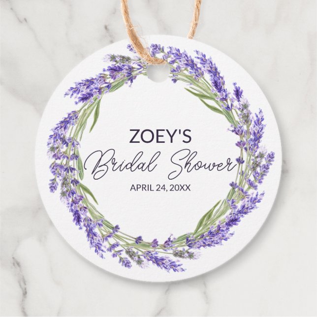 Liebe und Lavendel | Elegantes florales Brautparty Geschenkanhänger (Rückseite)