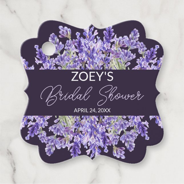 Liebe und Lavendel | Elegantes florales Brautparty Geschenkanhänger (Vorderseite)