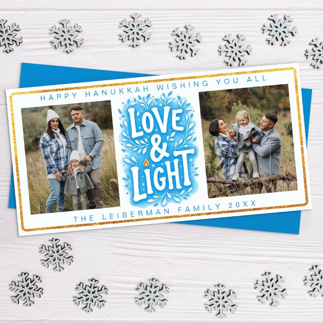 Liebe und leichte Hanukka-Fotokarte Feiertagskarte (Hanukkah Love and Light Card)